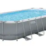 בריכת מסגרת אובלית בצבע אפור עם מים, Bestway Steel Pro Max | 3in100
