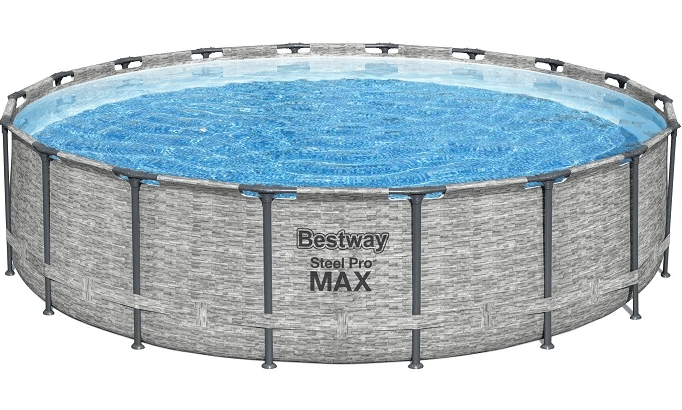 בריכת מסגרת עגולה Bestway Steel Pro MAX עם דפנות דמוי בריקים מלאה מים | 3in100