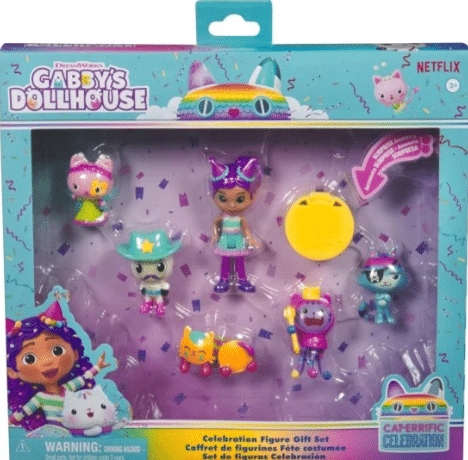 מארז Gabby’s Dollhouse עם 6 דמויות קטנות ואביזרי מסיבה בקופסת חלון | 3in100