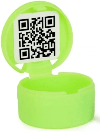 קופסת פלסטיק ירוקה פתוחה עם קוד QR על המכסה | 3in100
