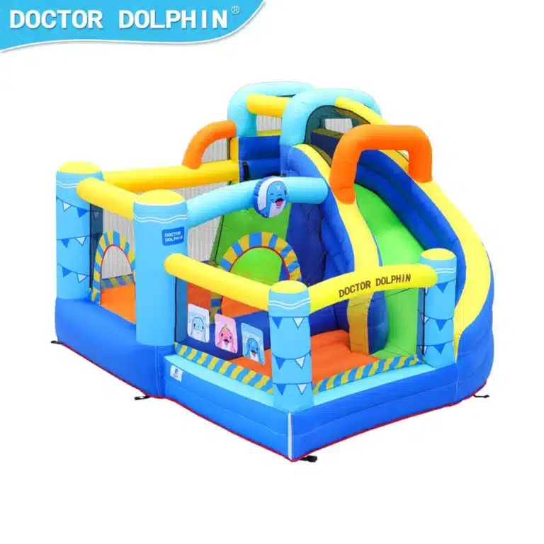 מתנפח בית קופצני צבעוני עם מגלשה ופתח כניסה, Doctor Dolphin | 3in100