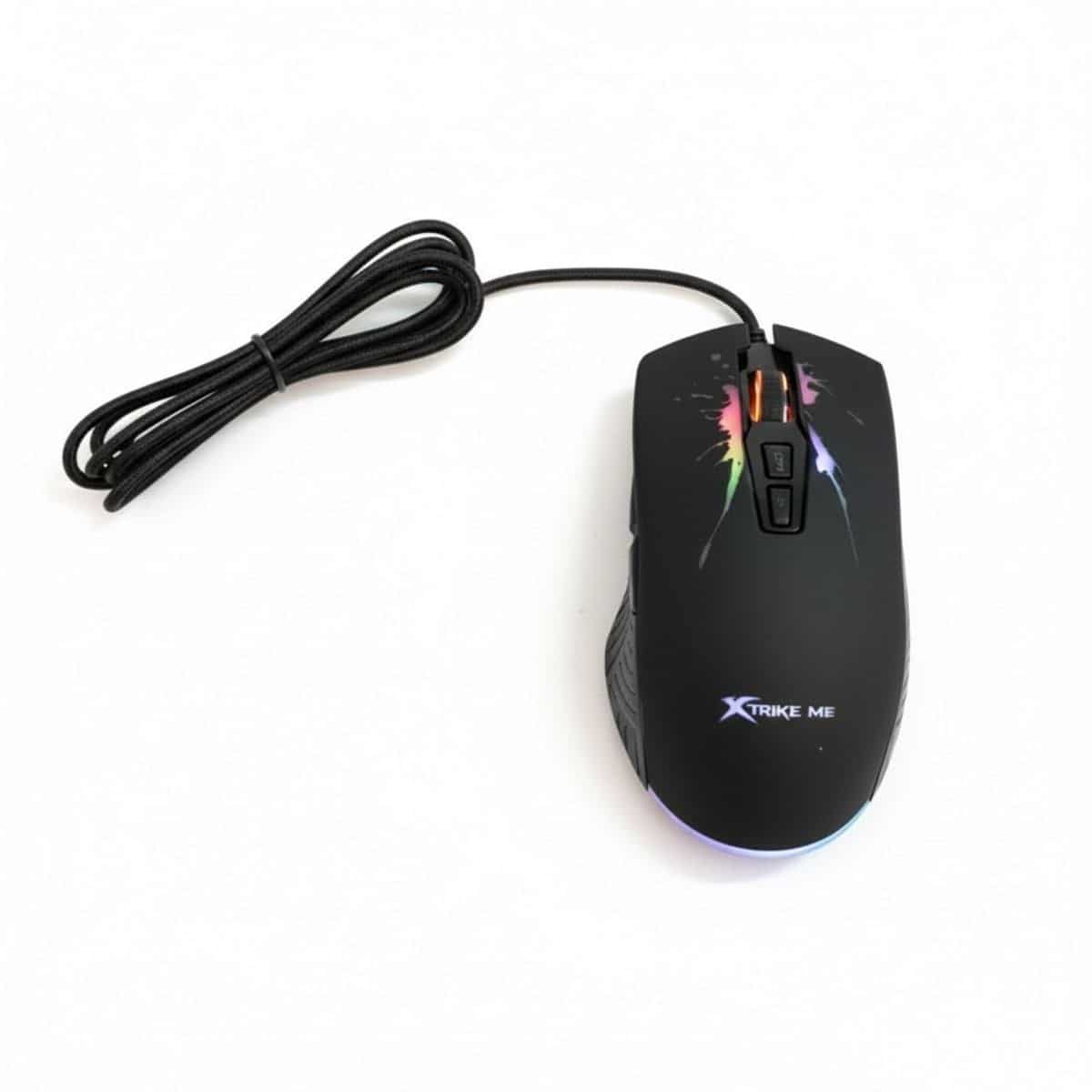 עכבר גיימינג חוטי שחור של XSTRIKE ME עם תאורת RGB | 3in100